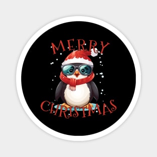 Cute litte christmas penguin with glasses and scarf Magnet